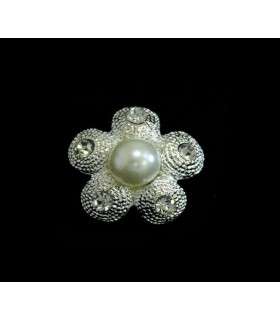 Botón Diamante/perla 2,5 X 2,5 Cms. Plata 2,5 X 2,5 Cms. - tocados para