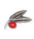 BROOCH 2 FEATHERS + STONE