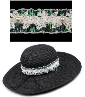 CINTA GUIPUR + POLIESTER Y PEDRERIA