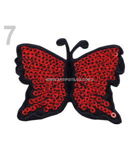Borboleta Termoadhesiva Con Lentejuelas 5 X 6,5 Cm Vermelho 50 X 65 Mm. - complementos