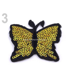 Borboleta Termoadhesiva Con Lentejuelas 5 X 6,5 Cm Amarelo 50 X 65 Mm. - complementos