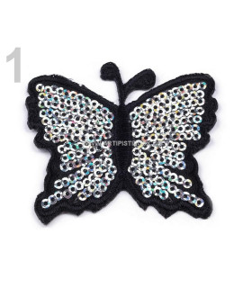 Mariposa Termoadhesiva Con Lentejuelas 5 X 6,5 Cm Plata 50 X 65 Mm. - complementos