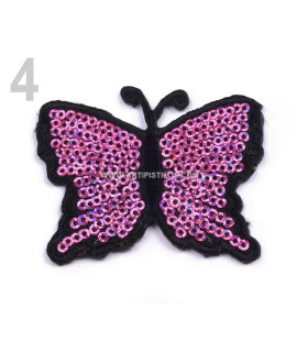 Borboleta Termoadhesiva Con Lentejuelas 5 X 6,5 Cm De Rosa 50 X 65 Mm. - complementos