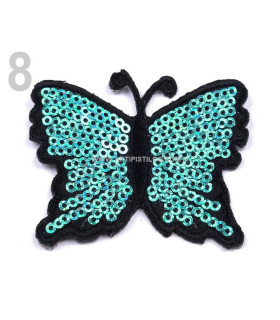 Borboleta Termoadhesiva Con Lentejuelas 5 X 6,5 Cm Verde 50 X 65 Mm. - complementos