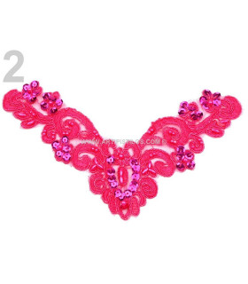 Aplicacion Bordados Rocalla Y Lentejuelas Fuxia 12 X 22,5 Cms. - de color