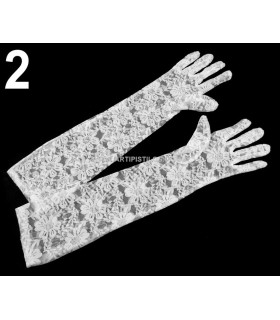 Guantes Fiesta/ceremonia Blanco 43 Cms. De Largo - encaje