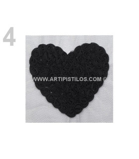 Aplicacion 3d Rosas Negro 12 X 13 Cms. - bolsos de fiesta