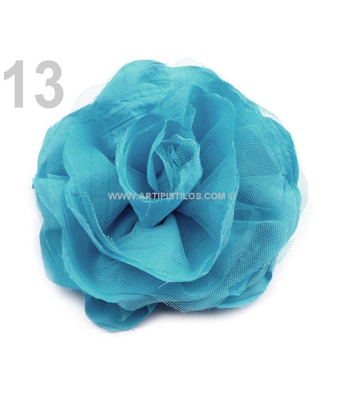 Fornitura - Broches - Imperdible - 78x21mm - Flores Azul Turquesa (1 Uds.)