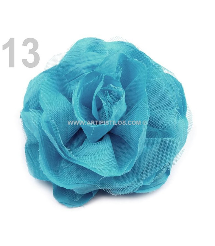 FLOWER BROOCH TULLE&FABRIC 14 CMS.