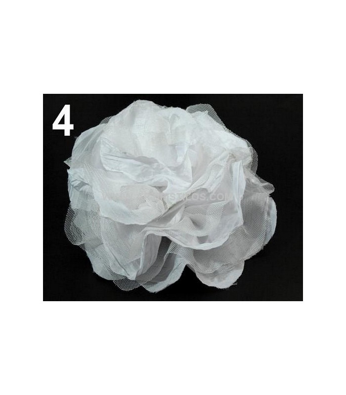 FLOWER BROOCH TULLE&FABRIC 14 CMS.