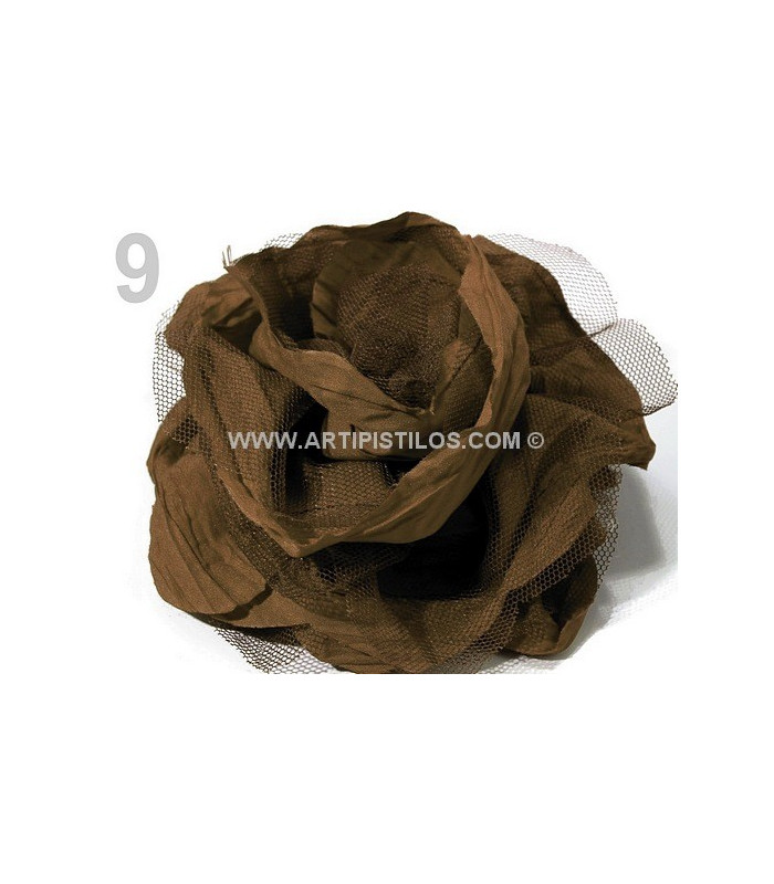 FLOWER BROOCH TULLE&FABRIC 14 CMS.