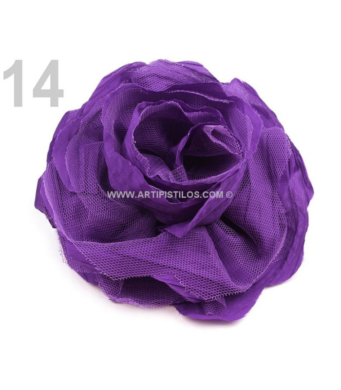 FLOWER BROOCH TULLE&FABRIC 14 CMS.