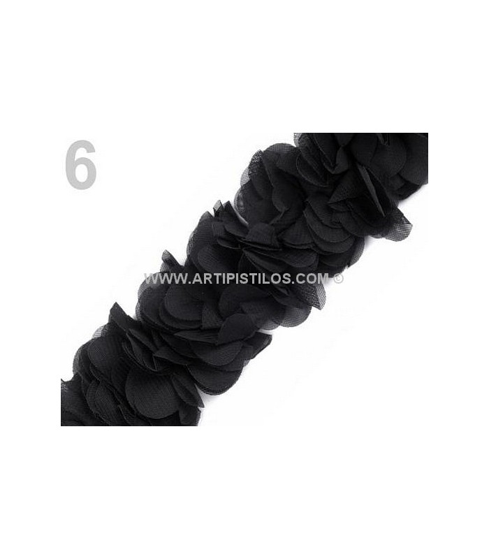 FABRIC FLOWERS ON FELT TAPE.