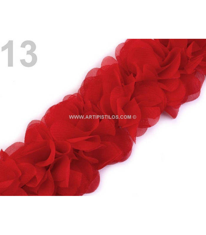 FABRIC FLOWERS ON FELT TAPE.