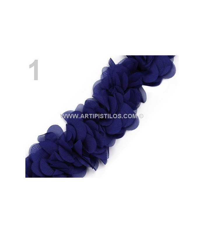 FABRIC FLOWERS ON FELT TAPE.