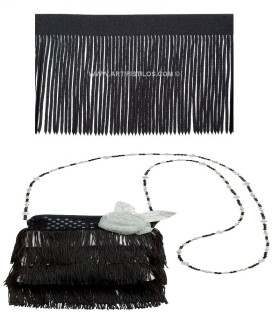 Fleco De Poliéster Negro 1 Mts. X 15 Cms. - bolsos