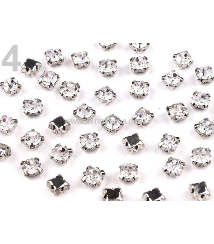 CHATON FACETD WITH METAL 4,5 MM.
