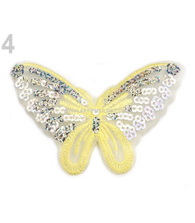 Termoadhesive Butterfly With Sequins 12,7 X 7,5 Cm Yellow Wide:12,7 Cm Height:7,5 Cm Polyester Plastic