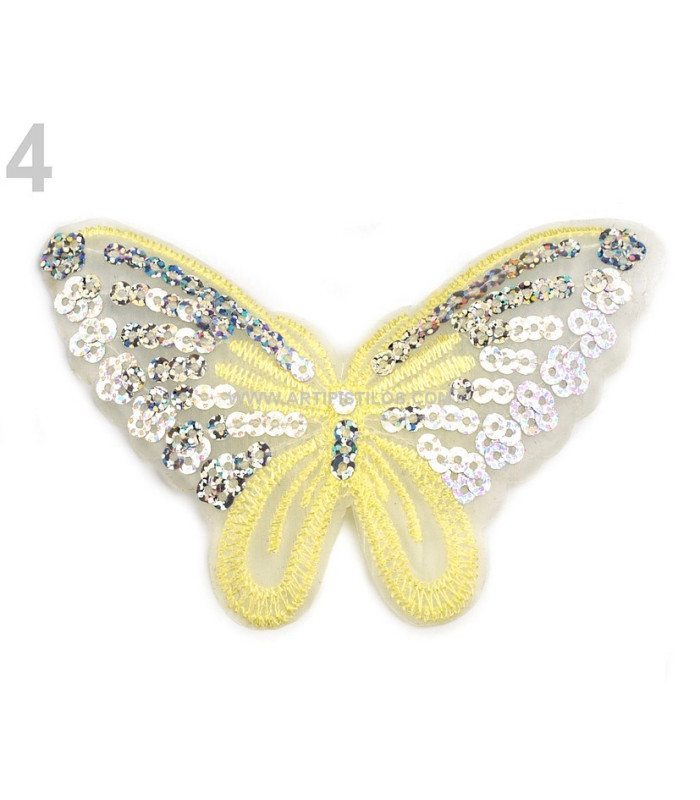 BORBOLETA TERMOADHESIVA COM LENTEJOLUAS 12,7 X 7,5 CM