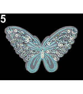Termoadhesive Butterfly With Sequins 12,7 X 7,5 Cm Blue Wide:12,7 Cm Height:7,5 Cm Polyester Plastic