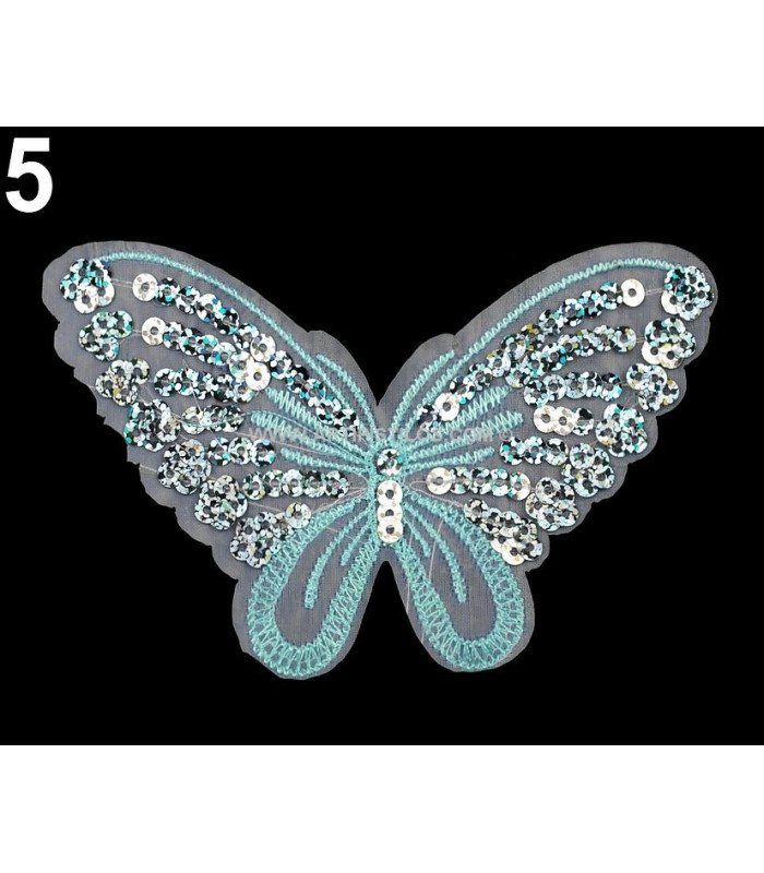 MARIPOSA TERMOADHESIVA CON LENTEJUELAS 12,7 X 7,5 CM