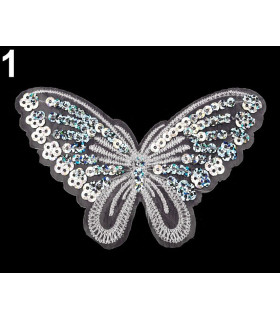 Termoadhesive Butterfly With Sequins 12,7 X 7,5 Cm White Wide:12,7 Cm Height:7,5 Cm Polyester Plastic