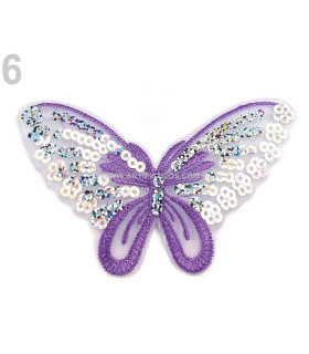 Termoadhesive Butterfly With Sequins 12,7 X 7,5 Cm Purple Wide:12,7 Cm Height:7,5 Cm Polyester Plastic