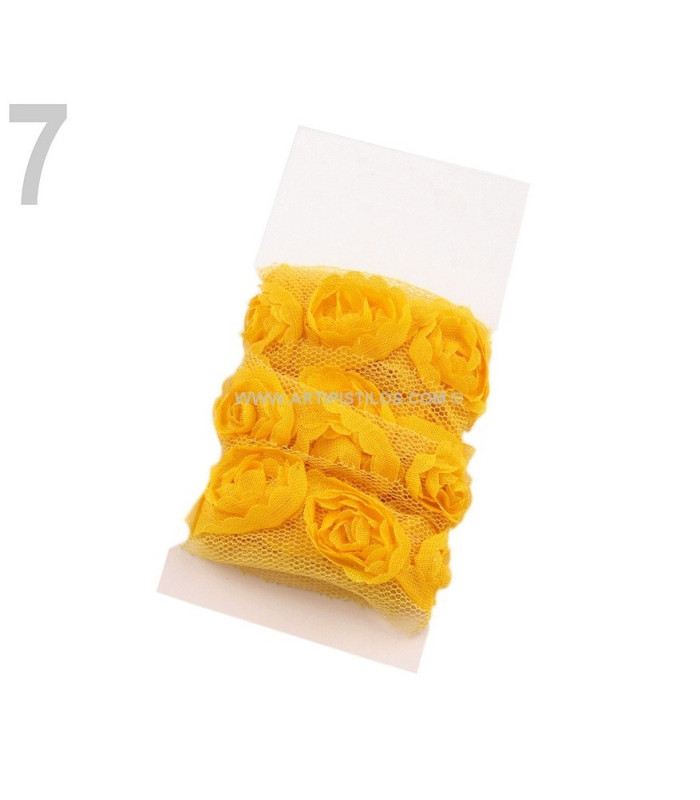 BRAID OF TUL WITH ROSES WIDTH 20 MM