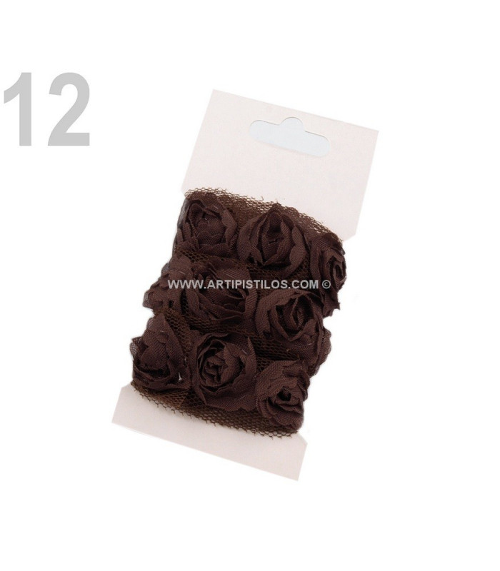 BRAID OF TUL WITH ROSES WIDTH 20 MM