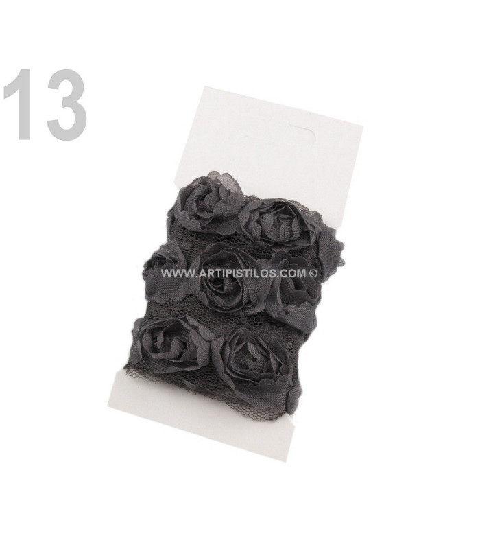 BRAID OF TUL WITH ROSES WIDTH 20 MM
