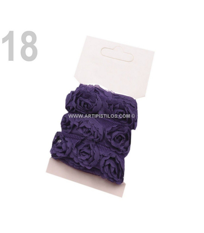BRAID OF TUL WITH ROSES WIDTH 20 MM