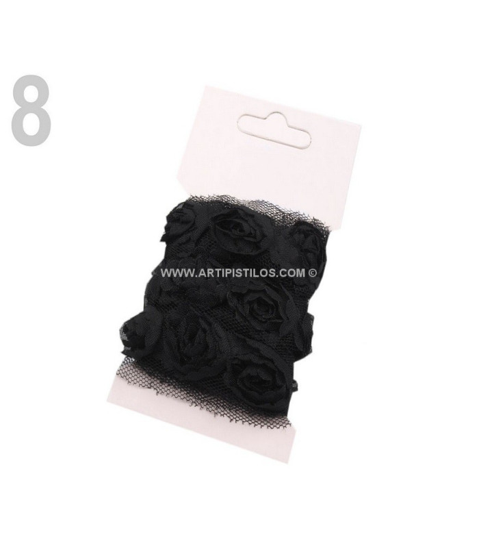 BRAID OF TUL WITH ROSES WIDTH 20 MM