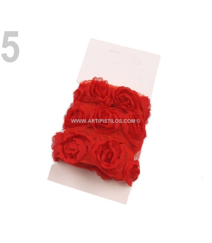 BRAID OF TUL WITH ROSES WIDTH 20 MM