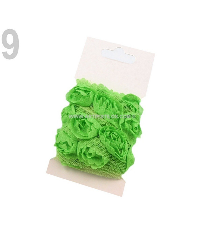 BRAID OF TUL WITH ROSES WIDTH 20 MM