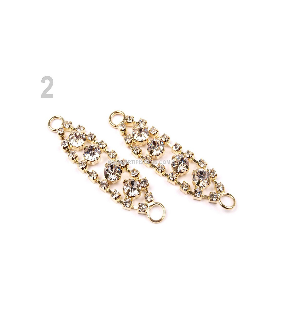 Gold ornament with rhinestones 12 x 55 mm Metal Applications