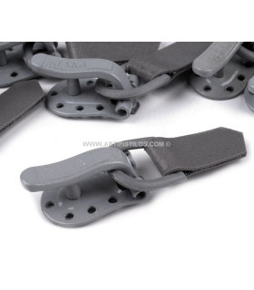 BUCKLE OF METAL AND SYNTHETIC LEATHER FOR COATS