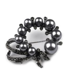 BROCHE DE PERLAS NEGRAS