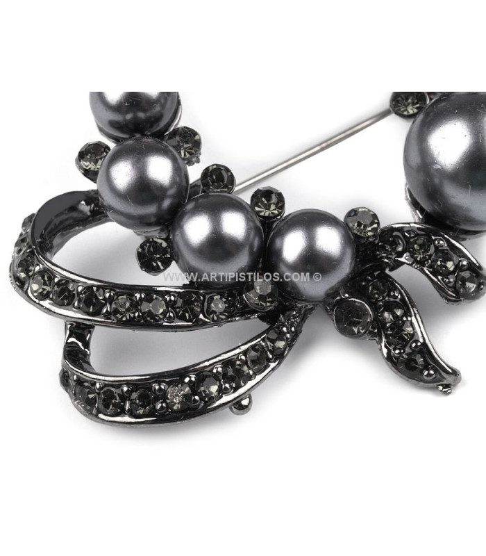 BROCHE DE PERLAS NEGRAS