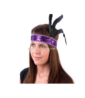 DIADEMA DE LENTEJUELAS CON PLUMA
