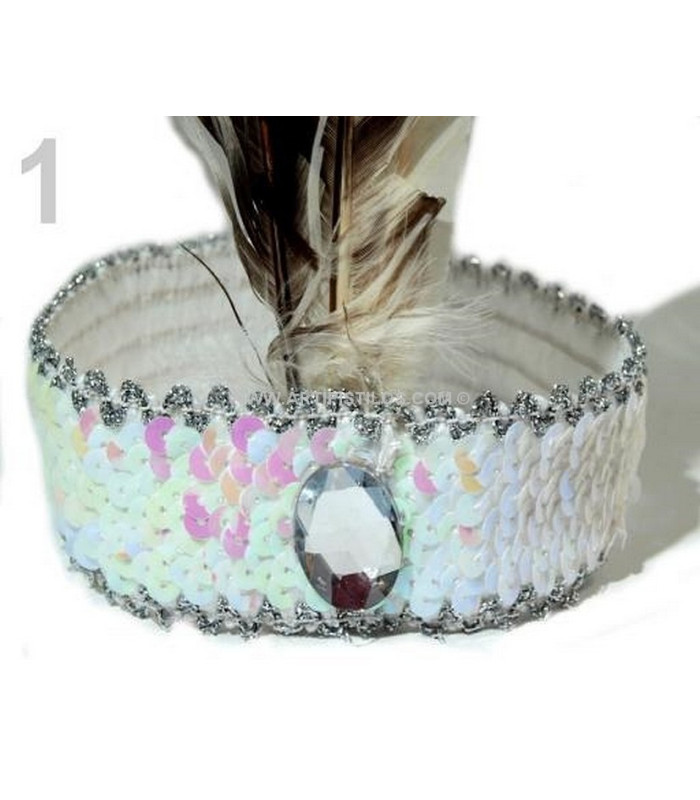 Sequin Headband with Feather