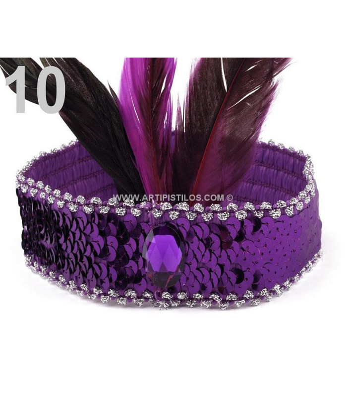 Sequin Headband with Feather