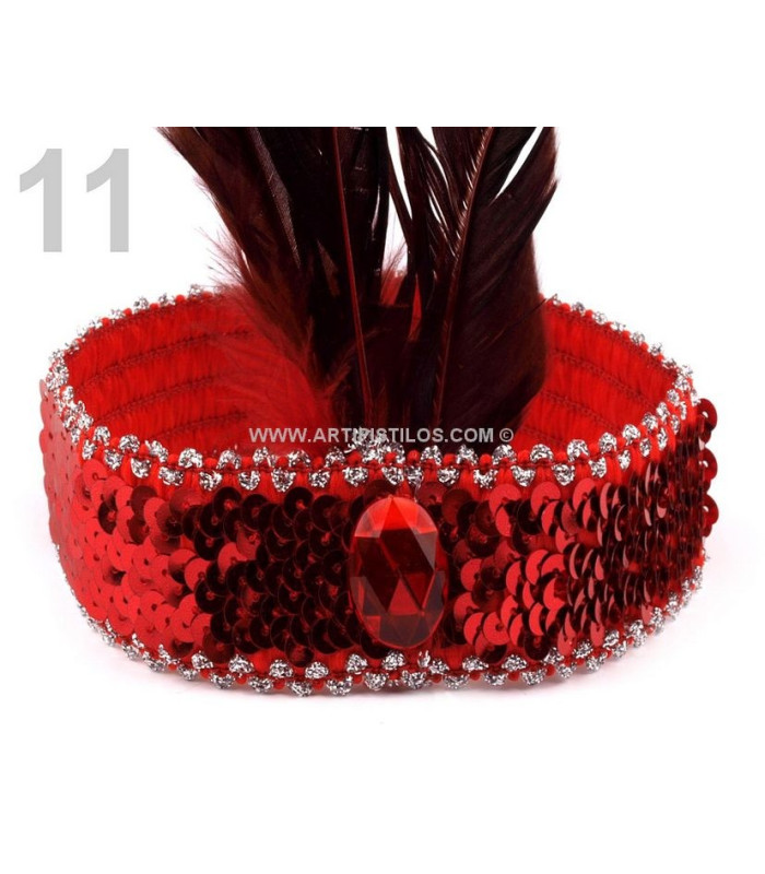 Sequin Headband with Feather