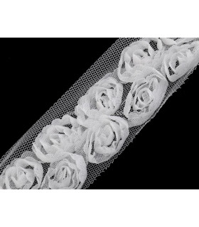 TUL BRAID WITH ROSES WIDTH 40 MM