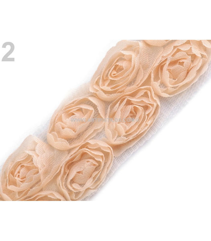 TUL BRAID WITH ROSES WIDTH 40 MM