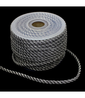Cordon Trenzado Aluminio 5 Mm. Diametro 1 Mt. X 5 Mm. Plata Vieja - sombreros de