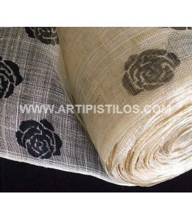 Sinamay Estampado Natural/negro 1 Metro De Largo X 90 Dms. De Ancho - tocados para