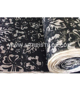 Sinamay Estampado Hojas Natural/negro 1 Metro De Largo X 90 Dms. De Ancho - colores para