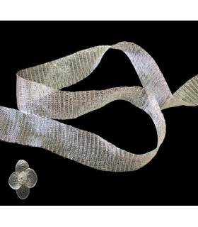 Tela Tubular Metalica 12 Mm. Marfil 1 Mt. X 12 Mm. - flores de