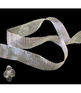 Tela Tubular Metalica 18 Mm. Gruesa Marfil 1 Mt. X 18 Mm. - flores de