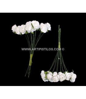 Pomo De 12 Flores De Papel Blanco Cada Flor Mide 1,5 Cms. De Diametro - colores para